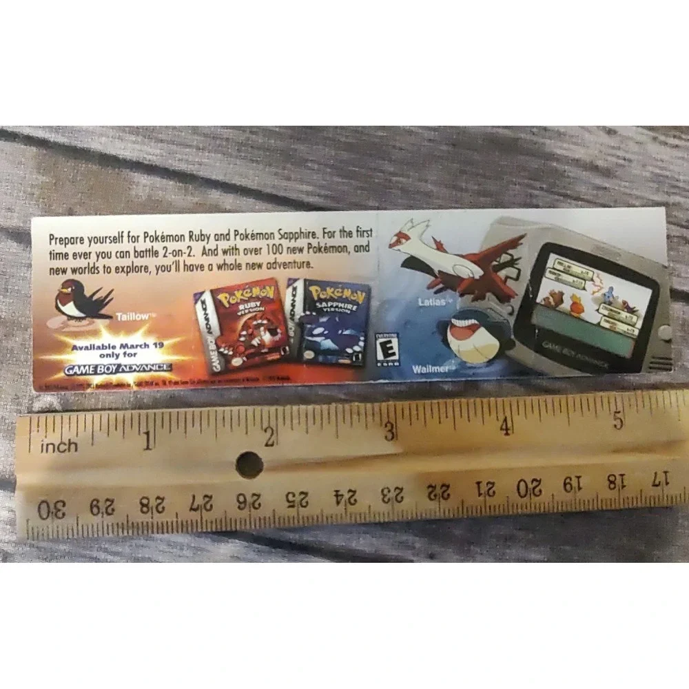 Pokemon 90s Ruby Version & Sapphire Version Bookmark Nintendo Game Boy Advance